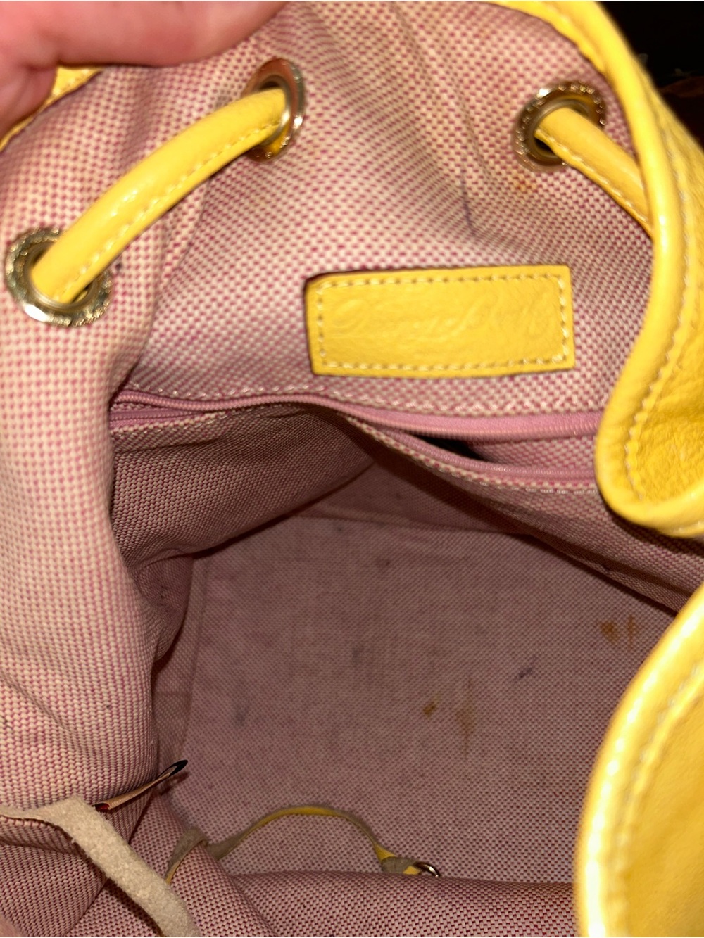 Dooney & Bourke Yellow Leather Drawstring Shoulder Bag - Picture 10 of 13